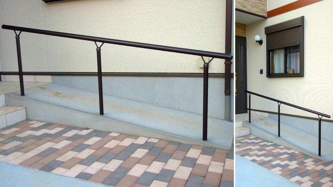 スロープに手すりがある施工例