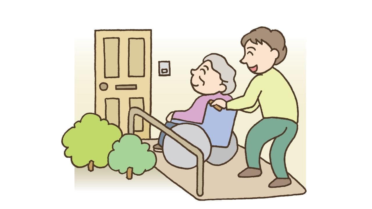 住宅用スロープと車椅子のイラスト