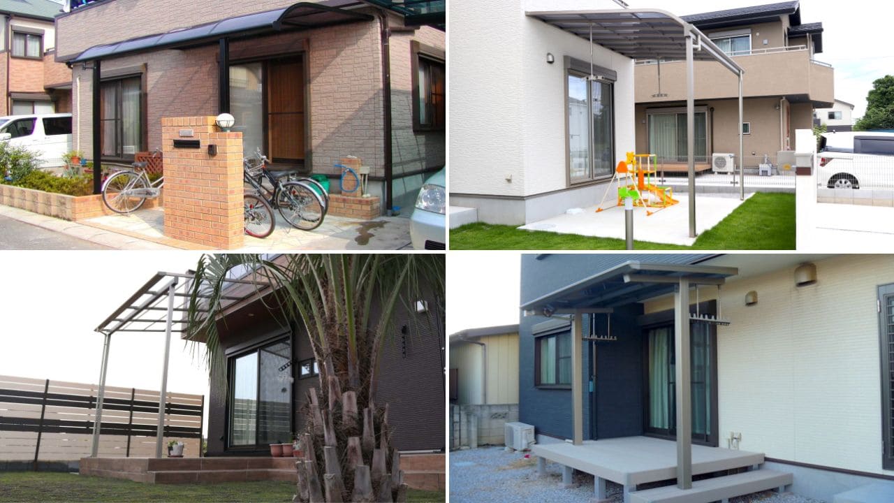 テラス屋根の施工例をまとめた画像