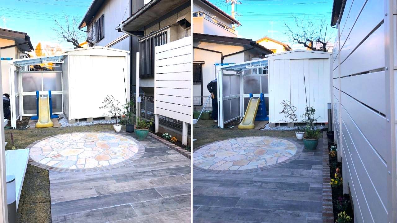 バーベキューができるおしゃれな庭施工例