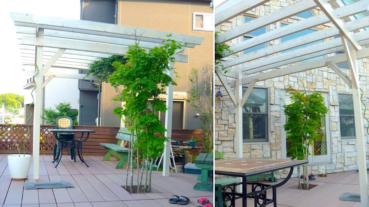 バーベキューができるおしゃれな庭施工例