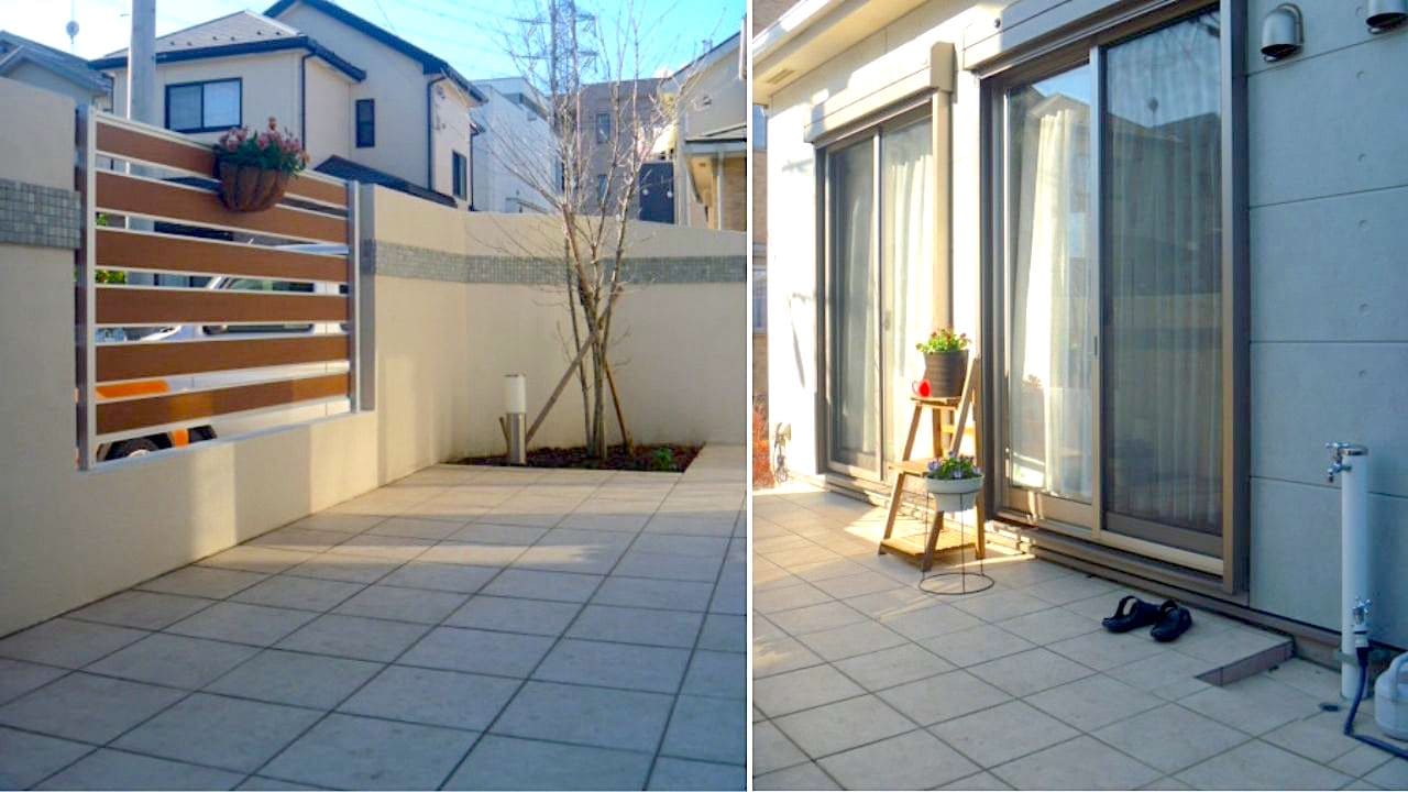 バーベキューができるおしゃれな庭施工例